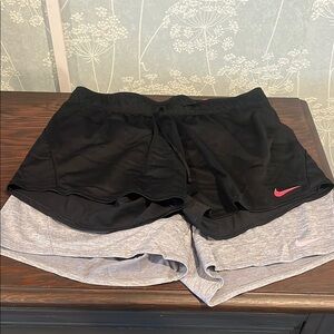 2- Nike Women's Black and Gray Shorts Set